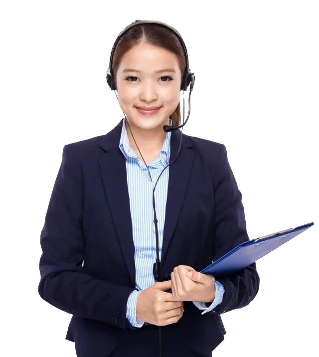 Vrtual assistant Philippines wearing a headset and holding a clipboard.